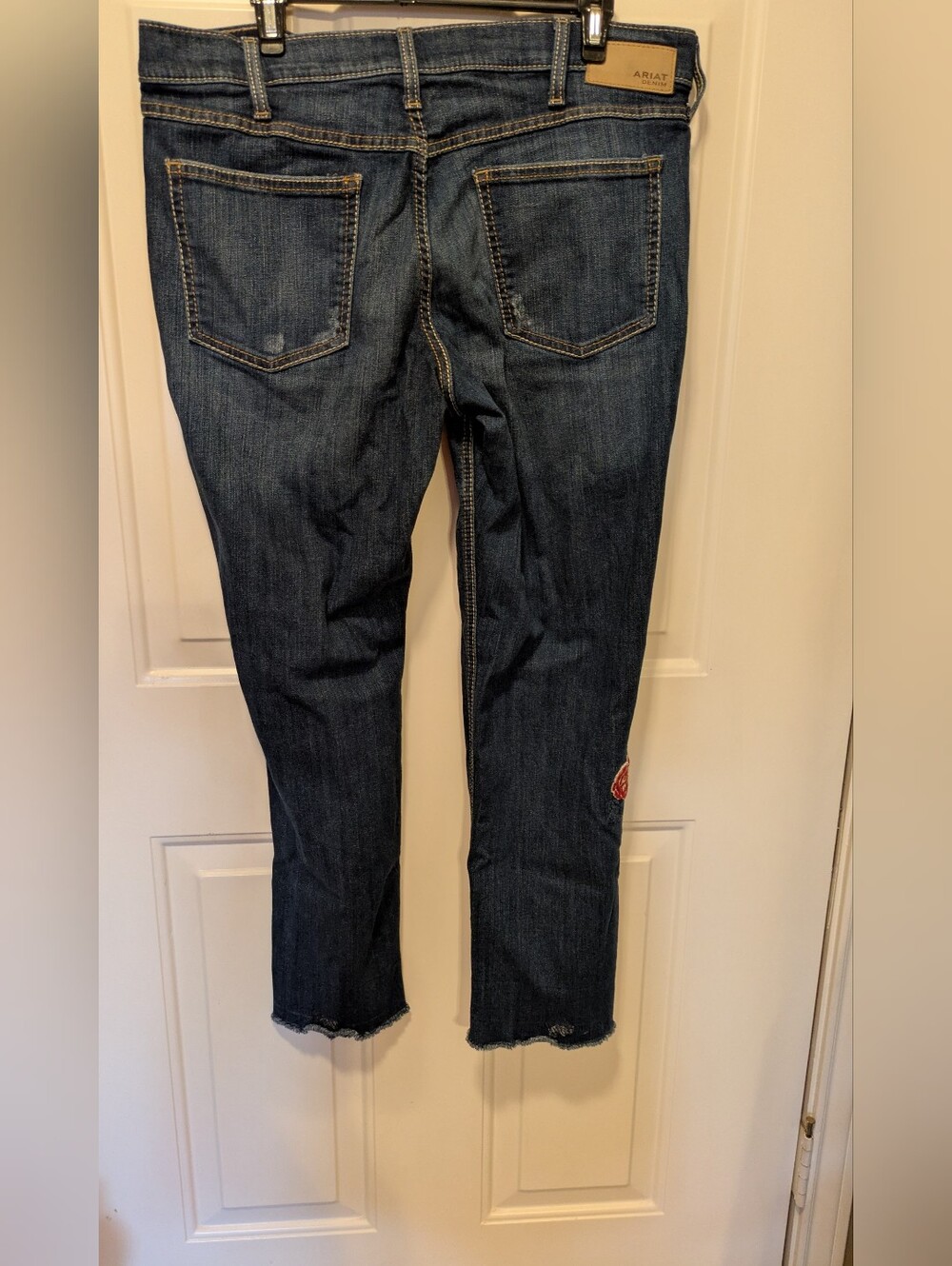 Ariat Dark Blue Jeans with Red & Yellow Floral Embroidery - Picture 2 of 5